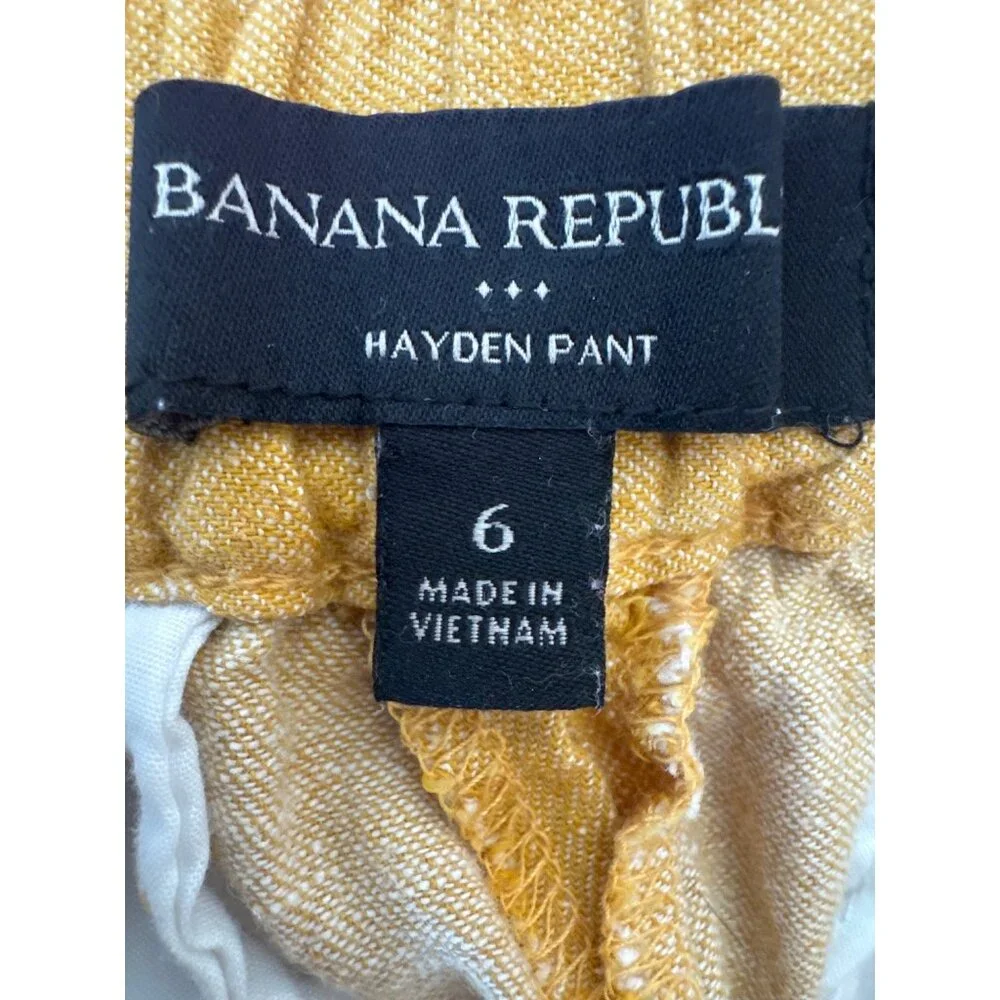 2/$30 Banana Republic Hayden Pant Womens Size 6 Yellow Linen Blend Cropped